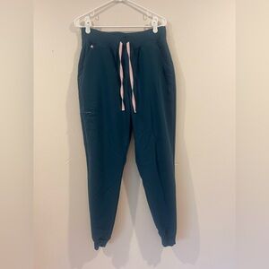 Caribbean Blue High Waisted Large Tall Zamora Scrub Jogger Bottoms